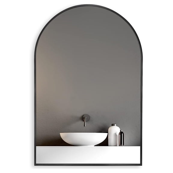20x30 Inch Black Metal Framed Arched Bathrrom Mirror for Wall.(W2203134104)