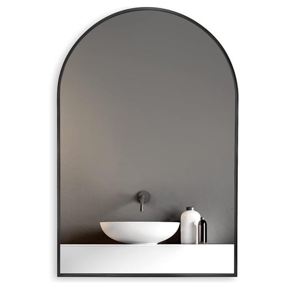20x30 Inch Black Metal Framed Arched Bathrrom Mirror for Wall.(W2203134104)