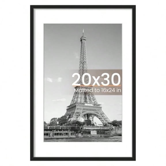 20x30 Poster Frame Display Pictures 16x24 with Mat or 20 x 30 Without Wall Hanging Picture Frames Black 1 Pack
