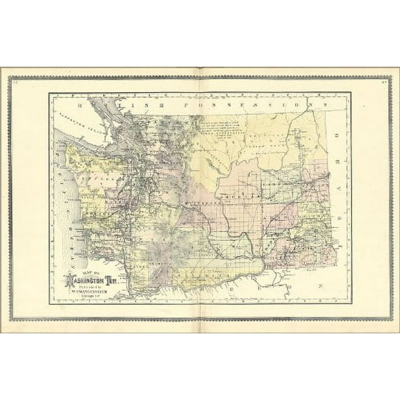 20x30 Poster; Map Of Washington State Territory 1889