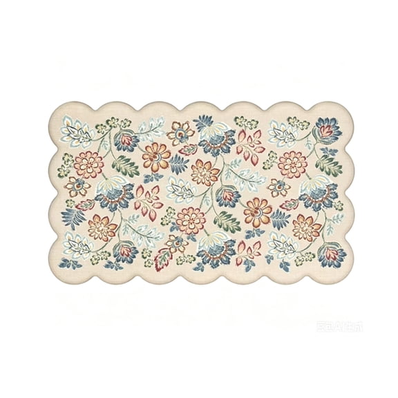 20x30 Scalloped Edge Anti-Fatigue Kitchen Mat，Fan-Shaped Antis Fatigues Kitchen Mat Absorbent Stain Resistants Featuring A Non Sliped Mesh Silicone Base