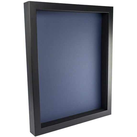 20x30 Shadow Box Frame In Black With A 1 3/4" Usable Depth Includes Navy Blue Acid-Free Backing, UV