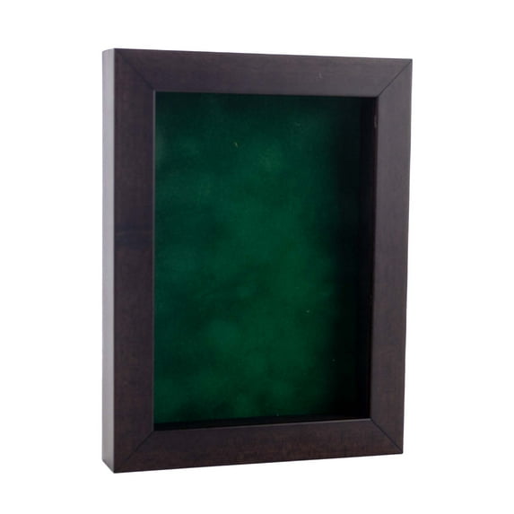 20x30 Walnut Shadowbox Frame - Interior Size 20x30 with 3/4" Usable Depth - Forest Green Acid-Free Suede Backing