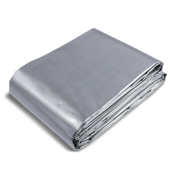 20x30 ft Heavy Duty Poly Tarp Cover, 10 Mil Waterproof Plastic Tarpaulin, UV & Temperature Resistant, Reinforced Grommets for Outdoor Use (Silver/Brown)