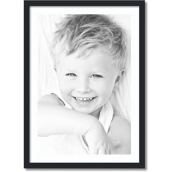 20x30 inch Satin Black Picture Frame with 2 Inch Single Super White Mat, SingleMat-FRBW26079-20x30-61
