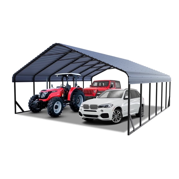 RV Metal 20x30FT Heavy Duty Carport Canopy Kit, All-Weather Aluminum Car Port with Steel Frame Shelter Cover for Cars, Trucks, Boats, Patio & Backyard