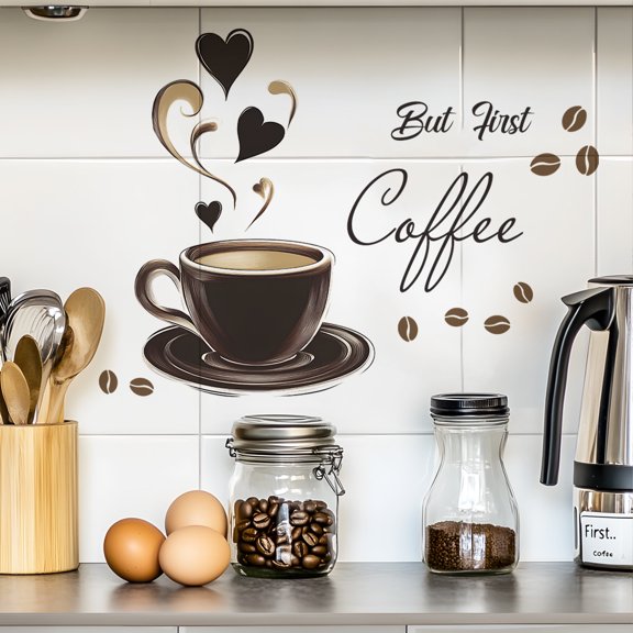20x30cm Coffee Cup Cafe Kitchen Backdrop Decorative Wall Sticker Peel and Stick
