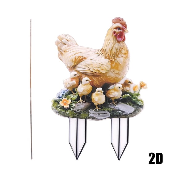 20x30cm Garden Mother Hen and Baby Chick Statue, Sculpture Standing Resin Farm Animal Decoration, Chicken Sculpture Yard Art Outdoor Lawn Decoration
