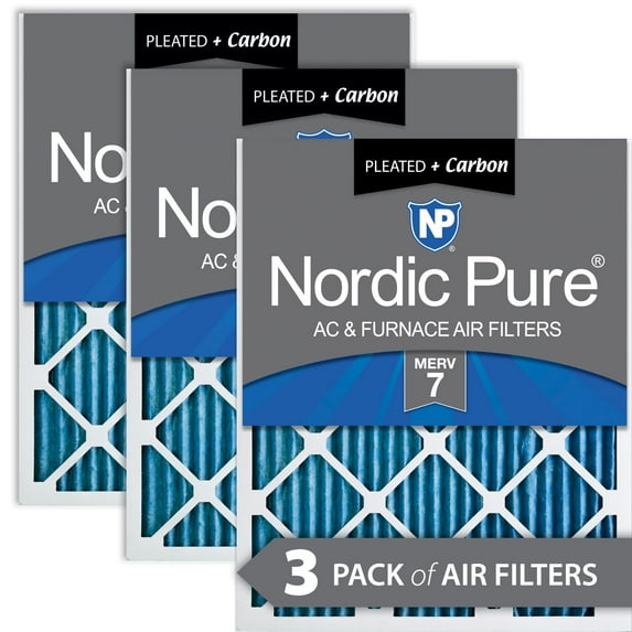 20x30x1 (19_5/8x29_5/8) Pleated Air Filters MERV 7 Plus Carbon 3 Pack