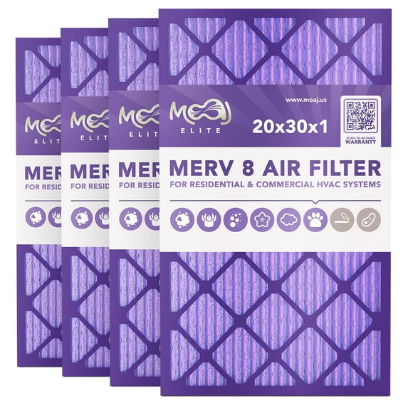 20x30x1 Air Filter (4-PACK) | MERV 8 | MOAJ Elite Dust Defense | BASED IN USA