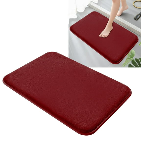 20x31 ince Fluffy Foamed Slip Reducer Bath Rug, Machine Washable Area Bath Mat Rugs for Bathroom, Red