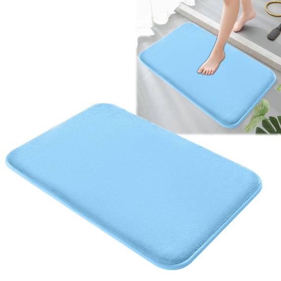20x31 ince Fluffy Foamed Slip Reducer Bath Rug, Machine Washable Area Bath Mat Rugs for Bathroom, Sky Blue