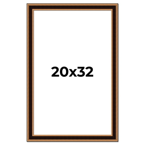 20x32 Frame Gold Brown Plein Air Vintage Solid Wood Picture Frame | 1.75 Inches Moulding Width |