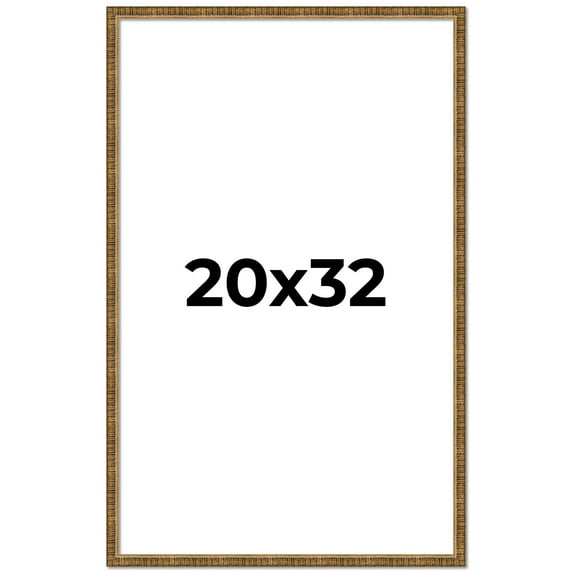 20x32 Frame Gold Kingsley Distressed Solid Wood Picture Frame Width 0.75 Inches | Interior Frame