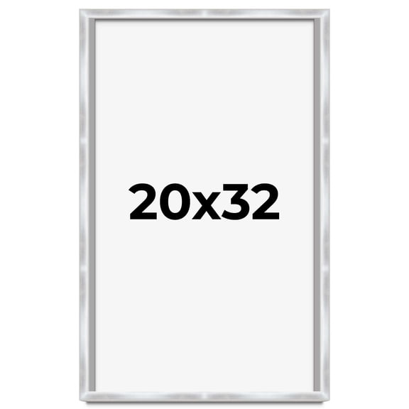 20x32 Frame Silver Whitewashed Wood Grain Solid Wood Shadow Box | 0.75 Inch Moulding Width | 0.75
