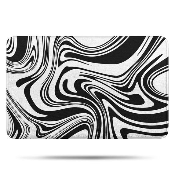 20x32 Inch Ultra Soft Faux Bath Mat Non Slip Absorbent Microfiber Bathroom Rug, Liquid & Marble Print