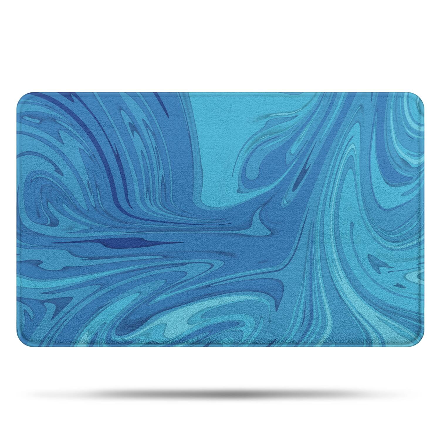 20x32 Inch Ultra Soft Faux Bath Mat Non Slip Absorbent Microfiber Bathroom Rug, Liquid & Marble Print