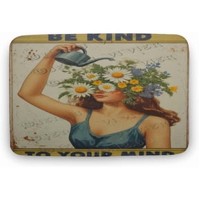 20x32 Inches Funny Bath Rug Be Kind to Your Mind Design, Soft & Non-Slip for Bathroom, Bedroom, Living Room Gift for Women, Teens, Girls Perfect for Christmas