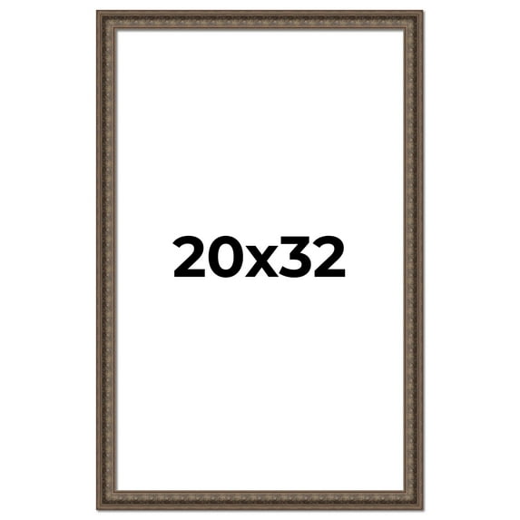 20x32 Ornate Brown Real Wood Picture Frame Width 1.5 Inches | Interior Frame Depth 0.5 Inches |
