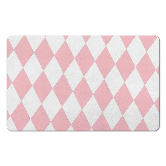 20x32 in Checkered Bathroom Runner Rug - Non-Slip Long Bath Mat, Water Absorbent, Soft Microfiber, Machine Washable, Ideal for Bathtub & Showers.