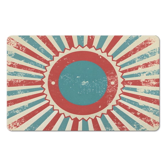 20x32 inch Bathroom Rug with Vintage Sun Print: Non-Slip, Soft, Cute, Machine Washable in Farmhouse Orange