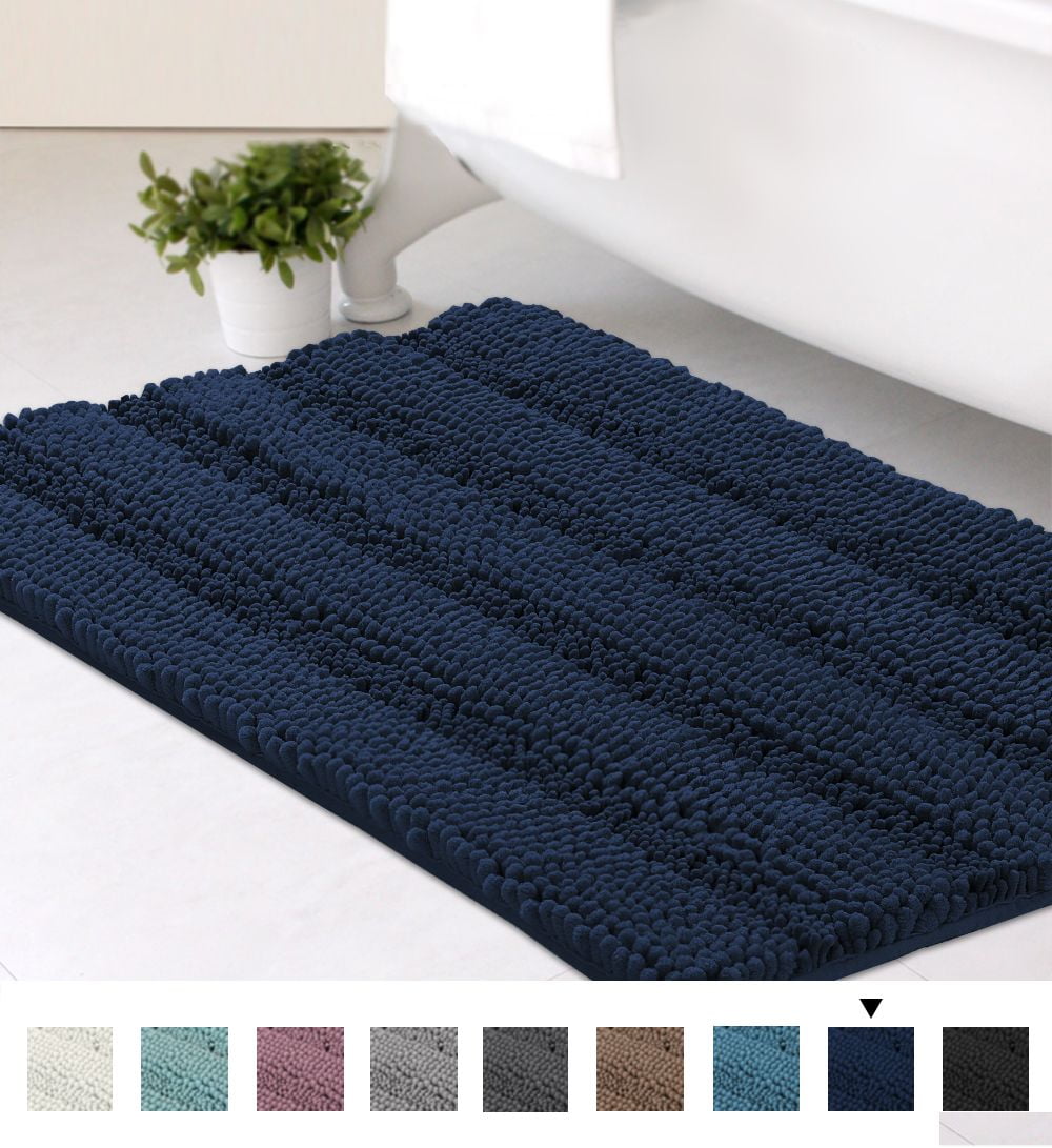 20x32 inch Oversize Bathroom Rug Striped Shag Shower Mat Soft Texture Floor  Mat Machine-Washable Bath Mats with Water Absorbent Soft Microfibers Rugs