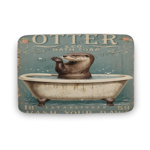 20x32 inches Rustic Bathroom Rug - Otter Wash Your Paws - Cute and Functional, Non-Slip Backing, Perfect for Bathroom and Kitchen, Soft Material, Easy to Wash
