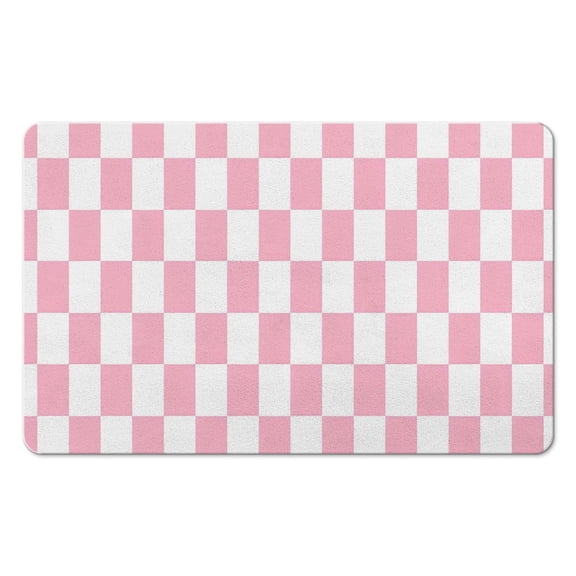 20x32in Checkered Grid Bathroom Rug: Experience Luxury with Extra Soft, Absorbent Microfiber Bath Rugs, Non-Slip Bath Carpet Perfect for Bathroom Floors