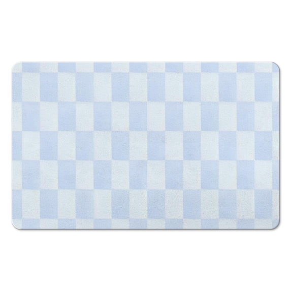 20x32in Luxury Checkered Bath Rug | Absorbent, Soft Microfiber | Non-Slip Comfort for Your Bathroom Floor