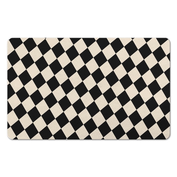 20x32in Luxury Checkered Grid Bathroom Rug: Classic Checkerboard, Extra Soft & Highly Absorbent Microfiber Bath Rugs, Non-Slip Bath Carpet for Bathroom