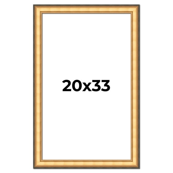 20x33 Frame Gold Plein Aire Solid Wood Picture Frame Width 2 Inches | Interior Frame Depth 0.5