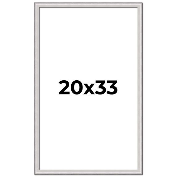 20x33 Frame Silver Inner Slope Bevel Picture Frame | 1 Inch Moulding Width | 0.75 Inch Rabbet Depth