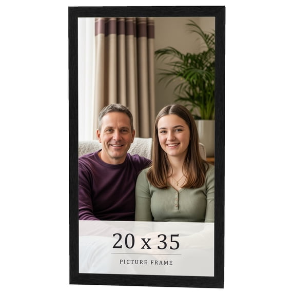 20x35 Frame Black Charcoal Grey Wood Textured Picture Frame | 0.75 Inch Moulding Width | Gunmetal