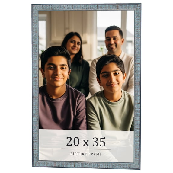 20x35 Frame Blue Scuffed Farm Board Solid Wood Picture Frame Width 0.75 Inches | Interior Depth 0.5