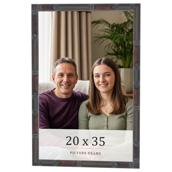 20x35 Frame Brown Bamboo with Dark Coffee/Walnut Finish | Solid Wood Picture Frame Width 0.75