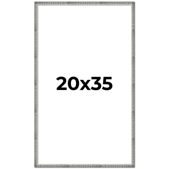 20x35 Frame Silver Grey Distressed Solid Wood Picture Frame | 0.75 Inch Moulding Width | Interior