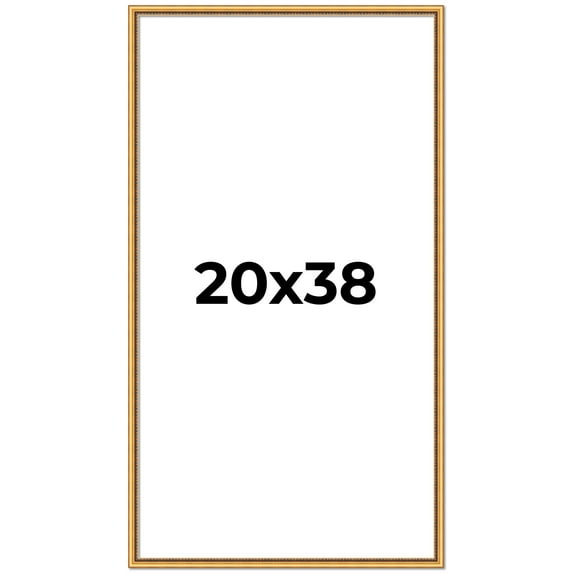 20x38 Frame Beaded Gold Solid Wood Picture Frame | 0.75 Inches Moulding Width | Liscio Oro