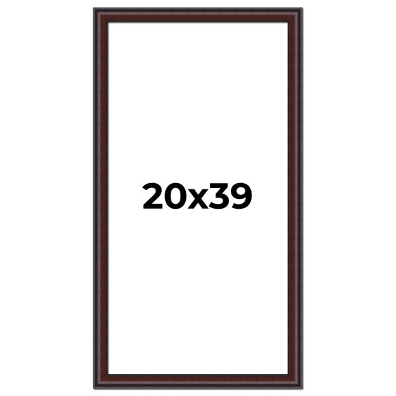 20x39 Frame Brown Round Mahogany Solid Wood Picture Frame | 1.625 Inch Moulding Width | with UV