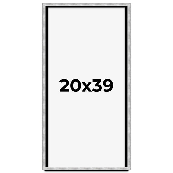 20x39 Frame Brushed Silver Solid Wood Picture Frame | 0.75 Inch Moulding Width | Rabbet Depth 0.75