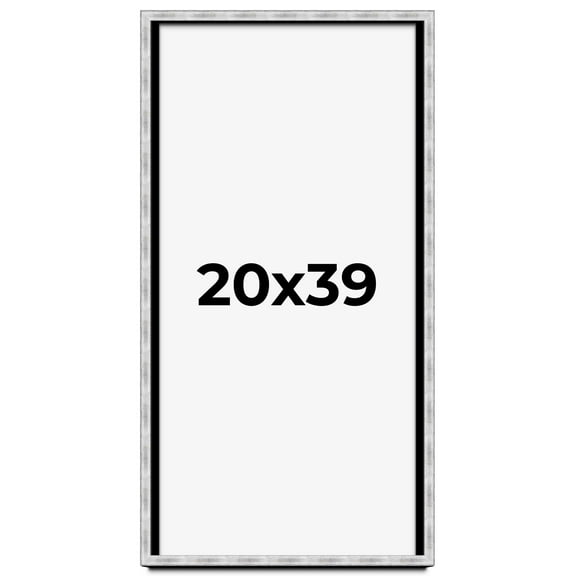 20x39 Frame Brushed Silver Solid Wood Picture Frame | 0.75 Inch Moulding Width | Rabbet Depth 0.75