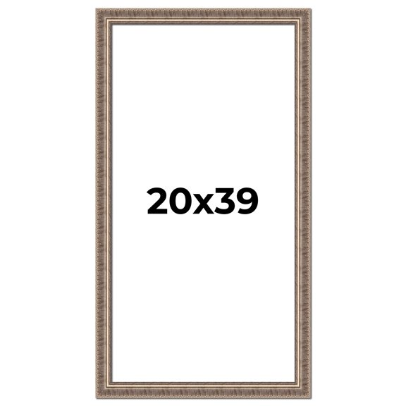 20x39 Frame Silver Harvest Ornate Solid Wood Picture Frame | 1.75 Inch Moulding Width |Mayflower