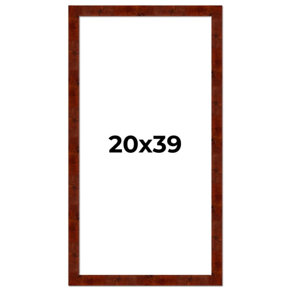 20x39 Walnut Brown Veneer Real Wood Picture Frame Width 1.75 inches | Interior Frame Depth 0.5