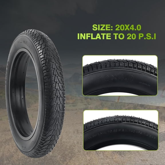 20x4.0 E-Bike Fat Tire, High-Performance Wear-Resistant Bicycle Tyre for Offroad Trail Riding, Folding Replacement Fat Tyre for MTB Ebikes