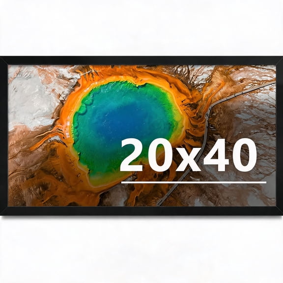 20x40 Black Picture Frame with Shatter Resistant Plexiglass for Wall Display