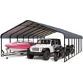 thumbnail image 1 of 20x40 FT Heavy Duty Galvanized Steel Carport – Vertical Roof, All-Weather Outdoor Garage Shelter for 4 Cars, RV, Boat, Tractor & Dual Vehicle Storage, 1 of 6