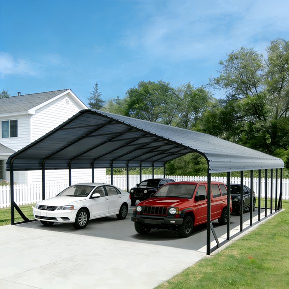 20x40 FT Heavy Duty Metal Carport - Galvanized Steel Frame & Roof, All-Weather & Snow Load Protection for Cars, SUVs, Trucks, RVs, Boats, UV Resistant, Rust-Resistant, Snow-Resistant Portable Shelter
