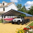 thumbnail image 1 of Heavy Duty 20x40 ft Metal Carport Kit - Aluminum & Steel Frame Lean-to Shelter for RV, Boat or 4 Cars, Outdoor Garage Canopy Cover, 1 of 6