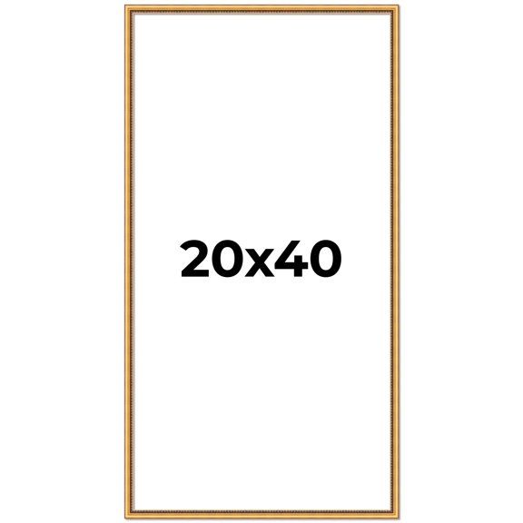 20x40 Frame Beaded Gold Solid Wood Picture Frame | 0.75 Inches Moulding Width | Liscio Oro