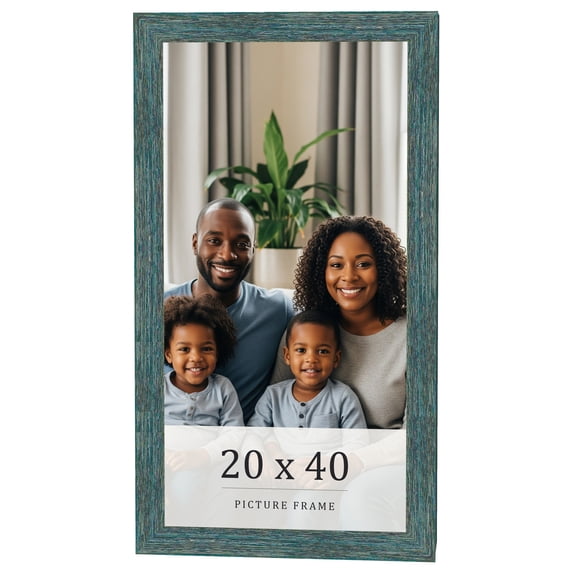 20x40 Frame Blue Rustic Barnwood Solid Wood Picture Frame Width 1.25 Inches | Interior Depth 0.5