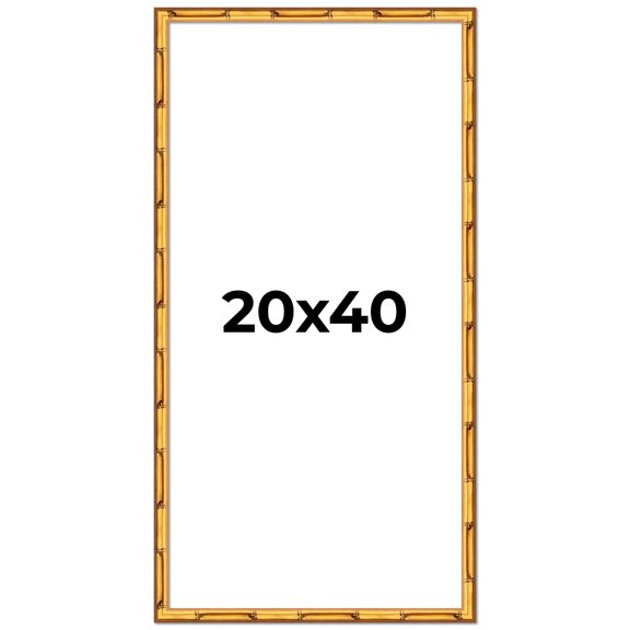 20x40 Frame Gold Bamboo Solid Wood Picture Frame | 0.75 Inch Moulding Width | Interior Frame Depth